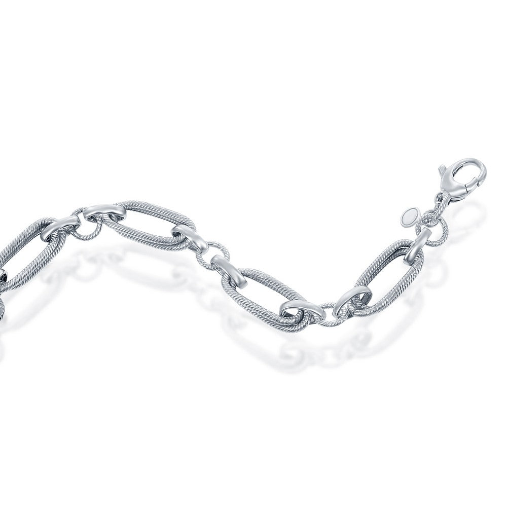 Italian Silver Round & Oval Link Bracelt