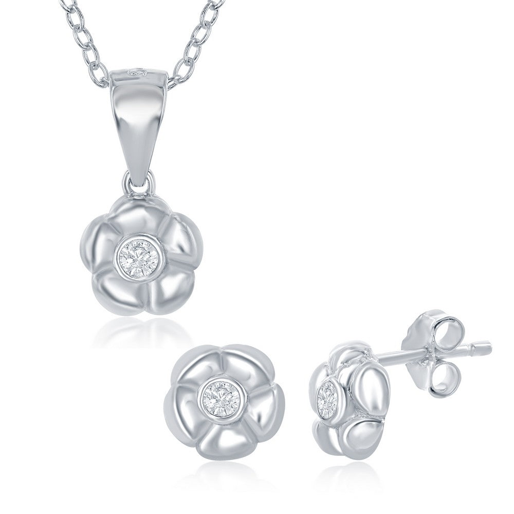 Child’s Silver Flower Earring & Necklace Set