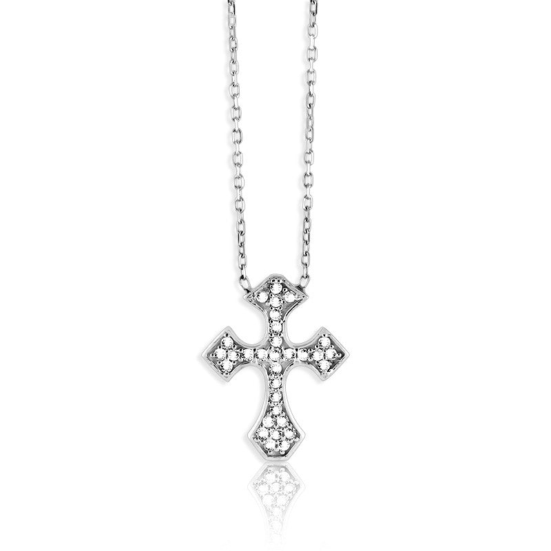 Sterling Silver CZ Cross Necklace
