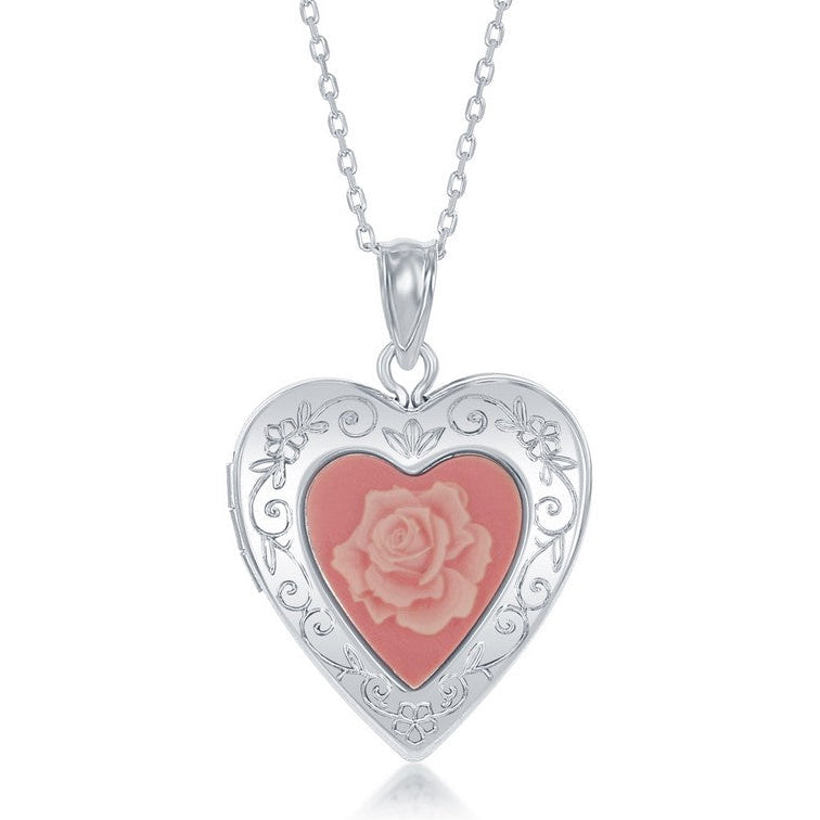 Pink Rose Cameo Locket