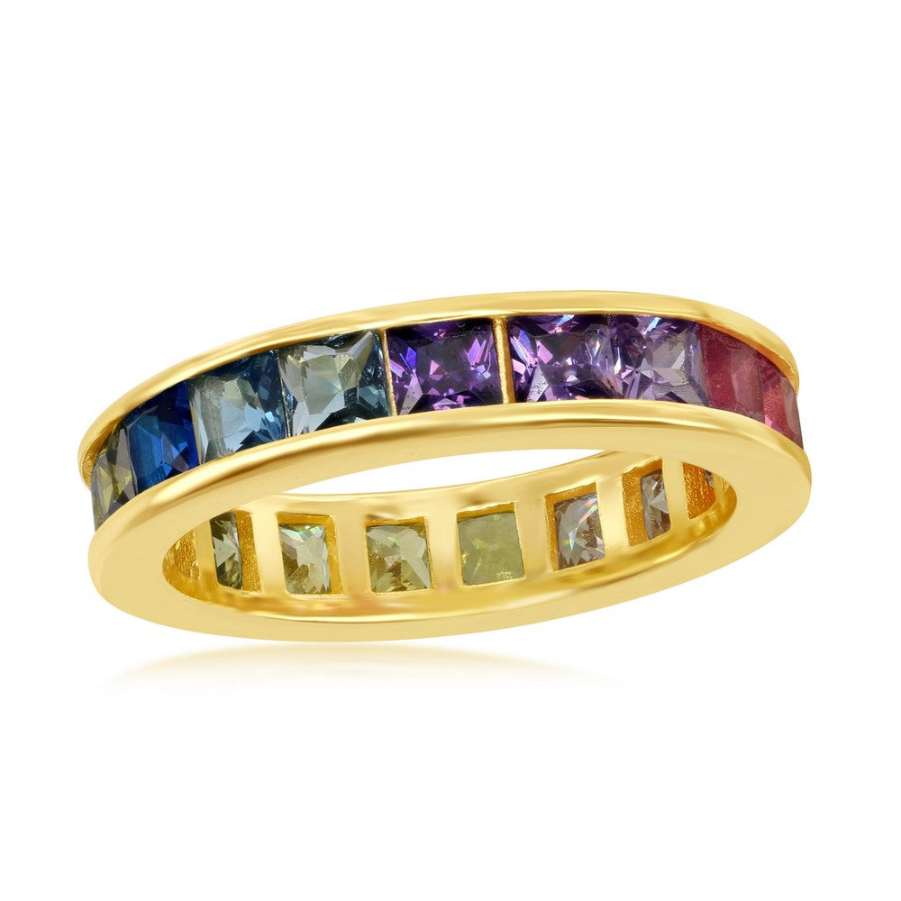 Gold plated Silver Rainbow Eternity Ring