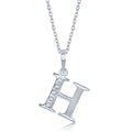 Sterling Silver Diamond 'H' Initial Pendant and Chain