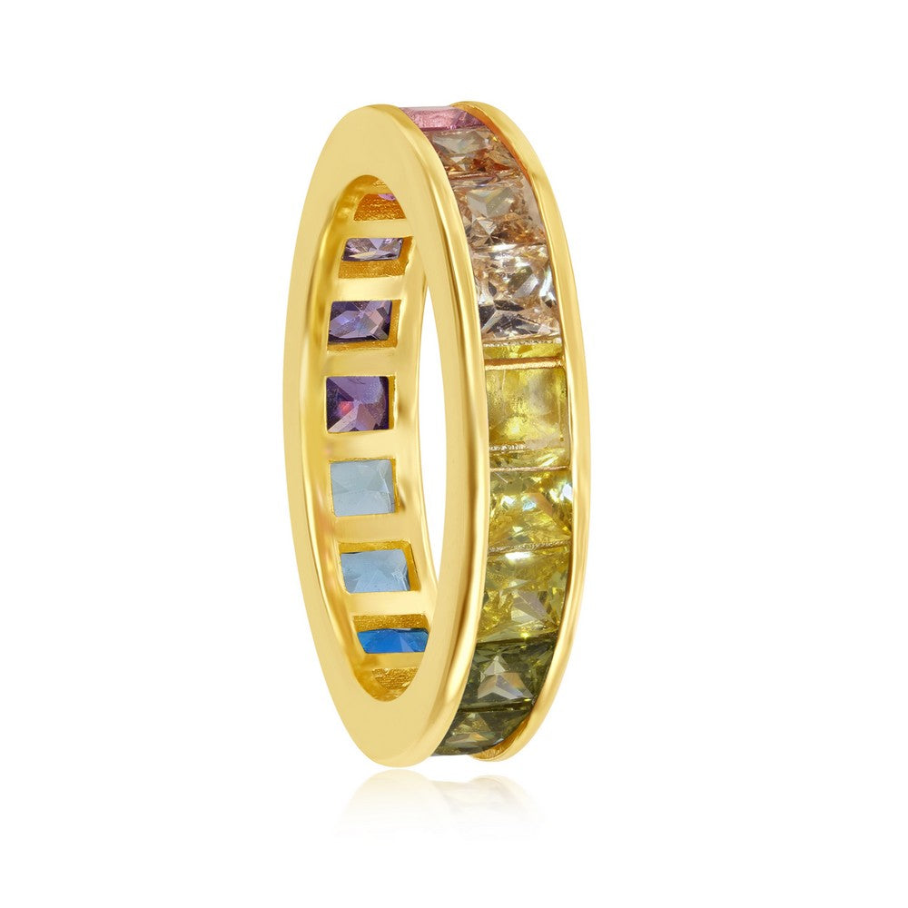 Gold plated Silver Rainbow Eternity Ring