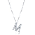Sterling Silver Micro Pave "M" Pendant Necklace