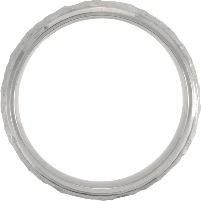 BEVELED-EDGE INLAY BAND WITH HAMMER FINISH