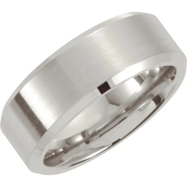Beveled Edge Stainless Flat Band