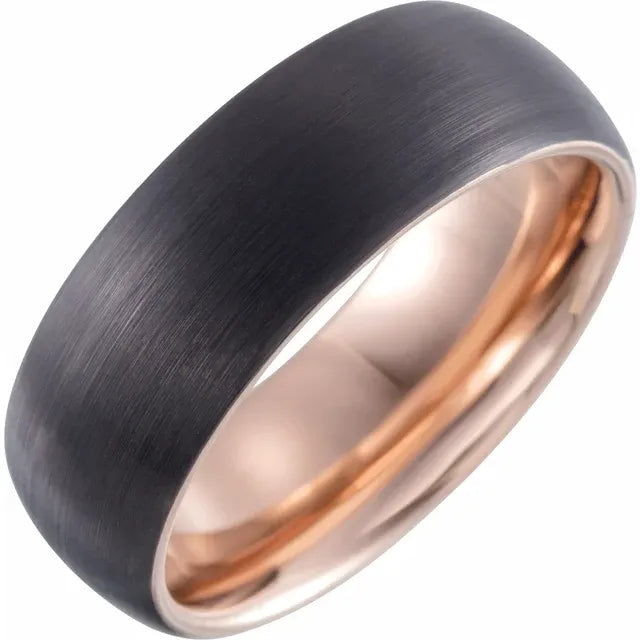 Black Tungsten with Rose Gold Band