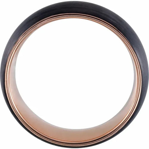 Black Tungsten with Rose Gold Band