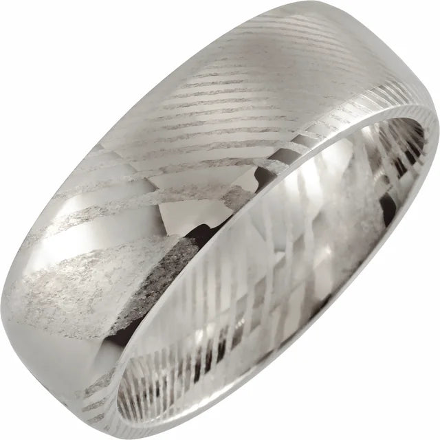 Beveled Edge Damascus Steel Band