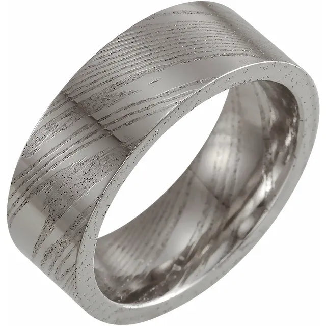 Flat Damascus Steel Band