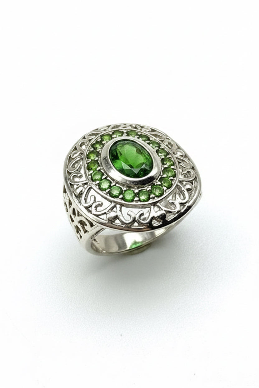 ESTATE: Sterling Chrome Diopside Ring