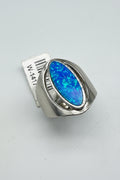Extra Wide Silver Ring with Opal