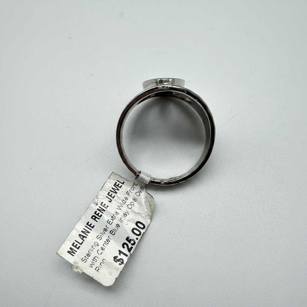 Extra Wide Silver Ring with Opal