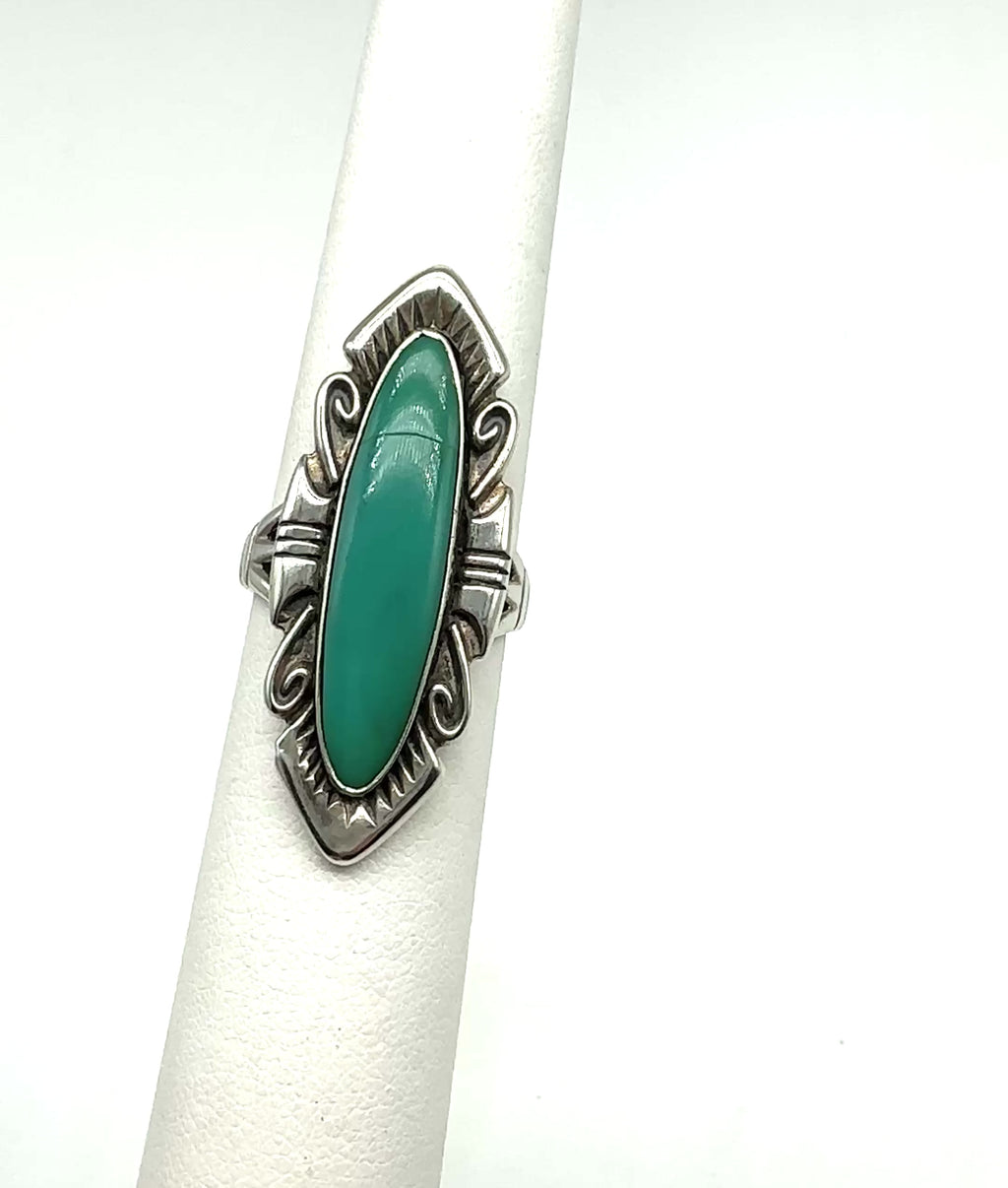 ESTATE: Sterling Green Stone Ring