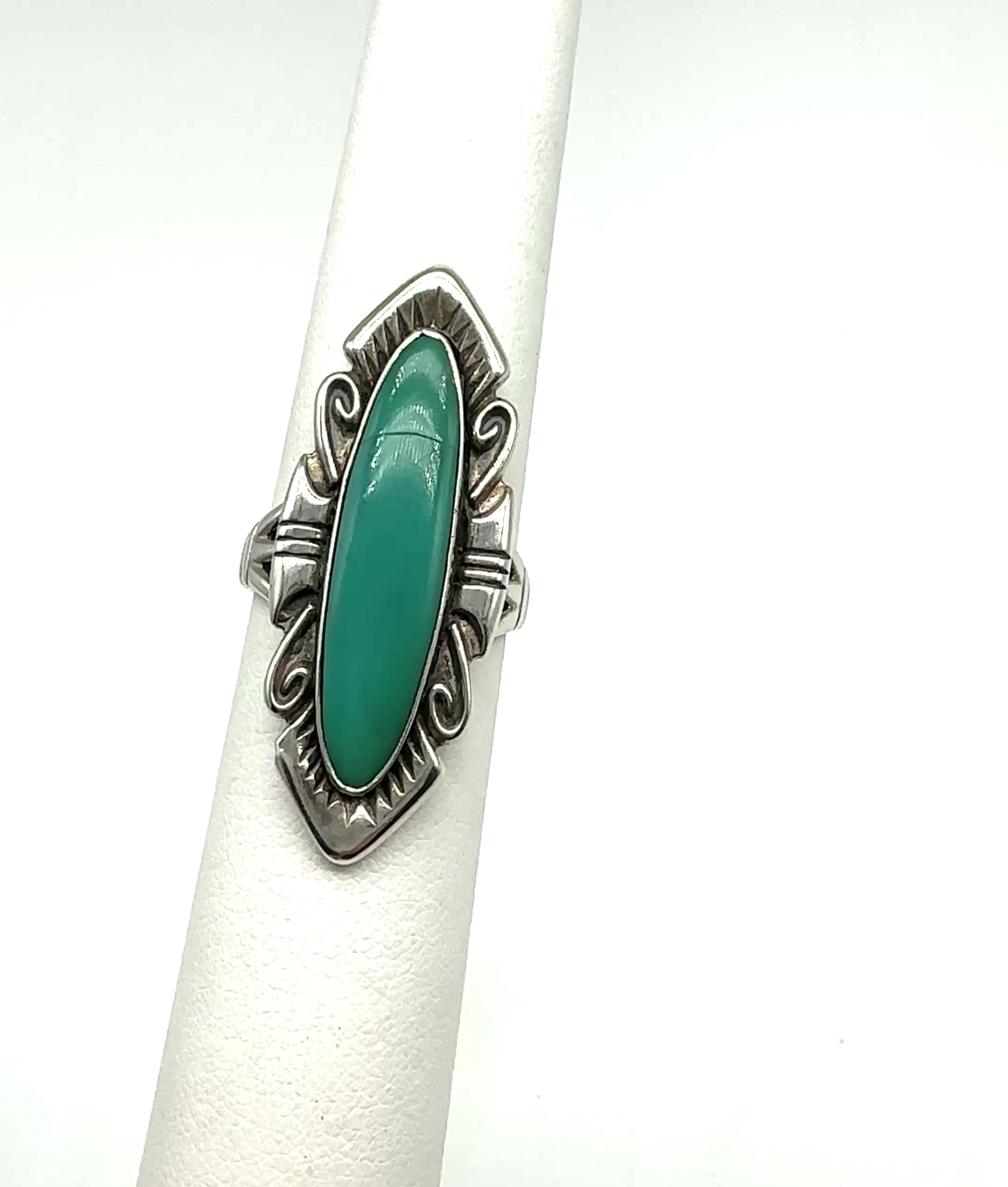 ESTATE: Sterling Green Stone Ring