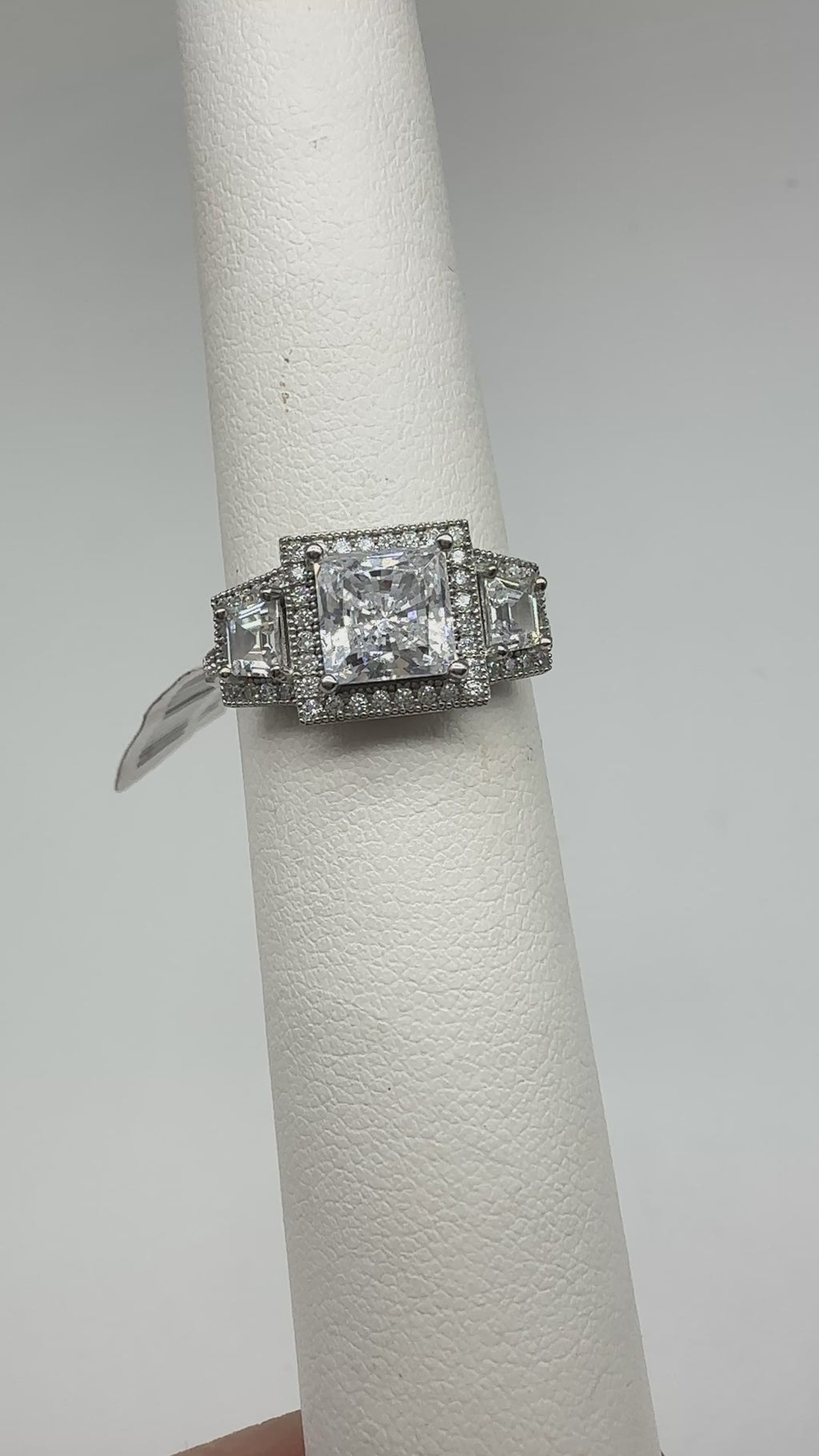 Sterling 3-Stone Princess Cut Ring
