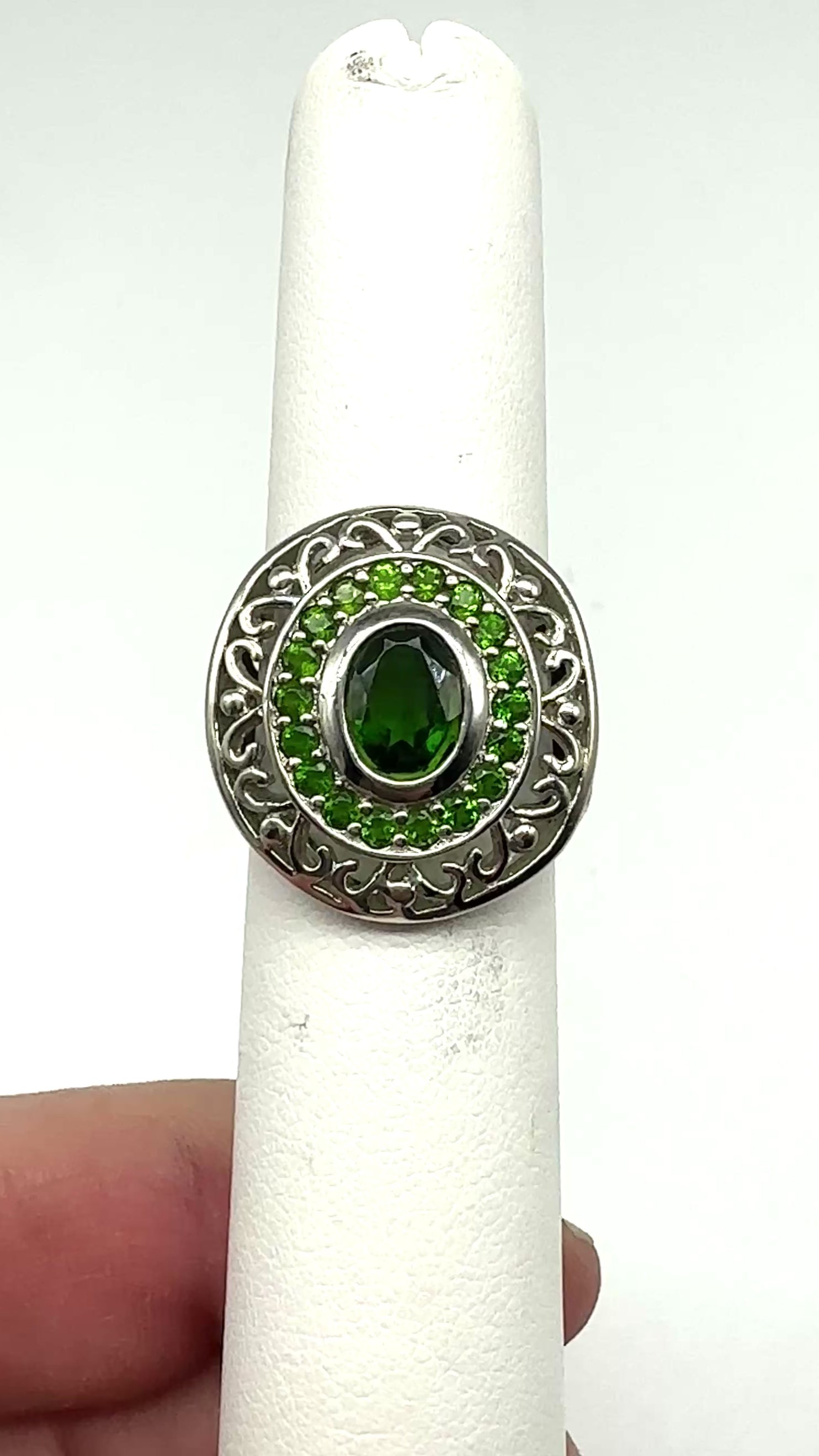 ESTATE: Sterling Chrome Diopside Ring